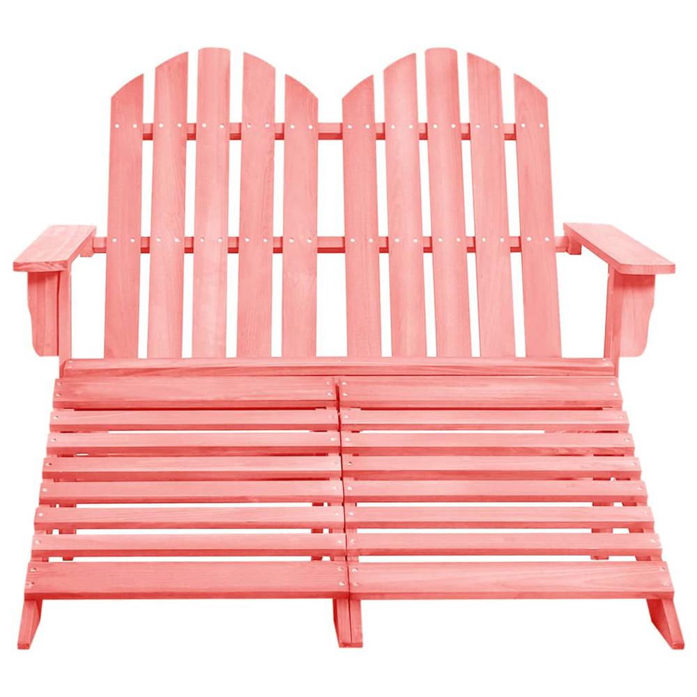 2-Seater Patio Adirondack Chair&Ottoman Fir Wood Pink. Picture 1
