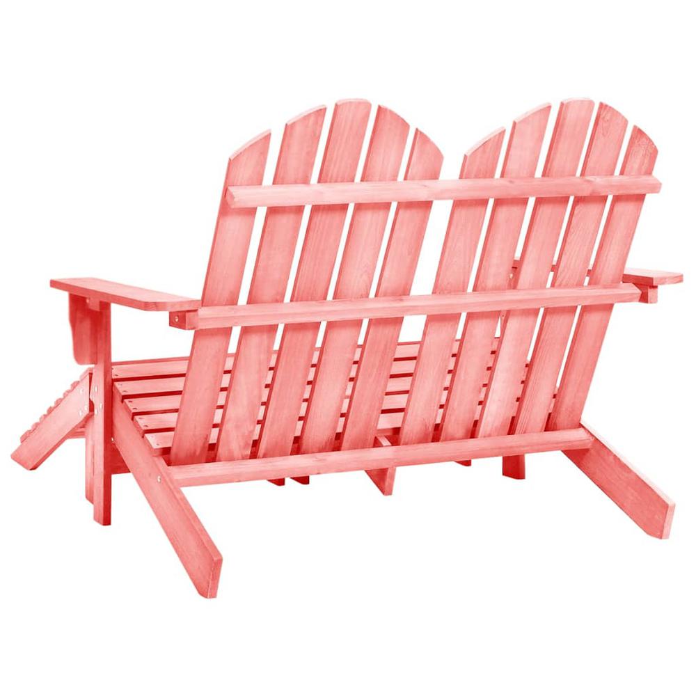 2-Seater Patio Adirondack Chair&Ottoman Fir Wood Pink. Picture 3