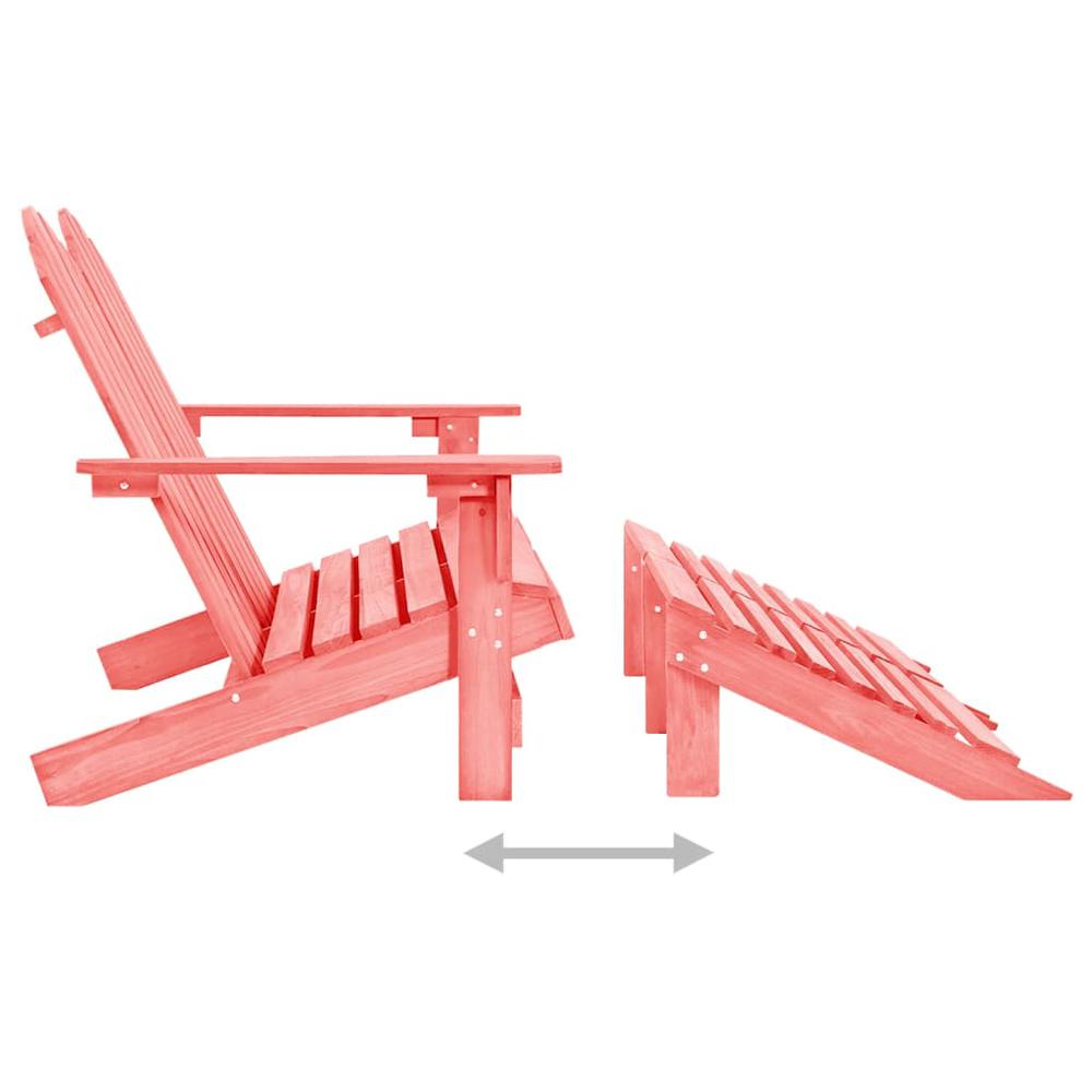 2-Seater Patio Adirondack Chair&Ottoman Fir Wood Pink. Picture 4