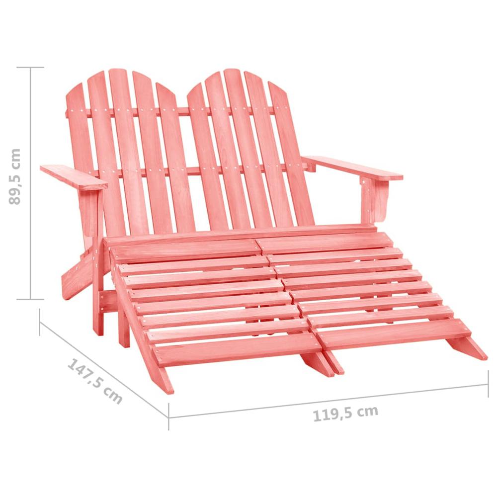 2-Seater Patio Adirondack Chair&Ottoman Fir Wood Pink. Picture 7
