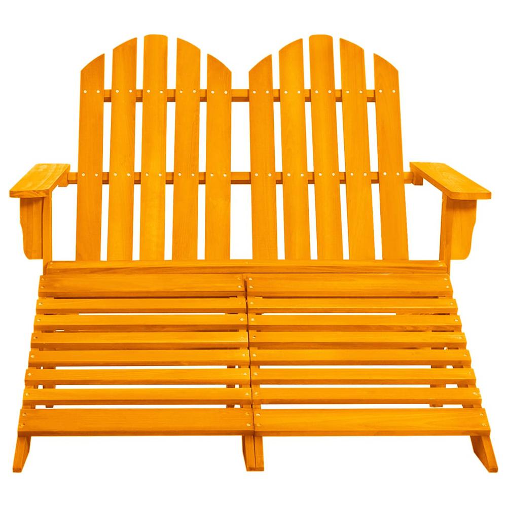 2-Seater Patio Adirondack Chair&Ottoman Fir Wood Orange. Picture 1