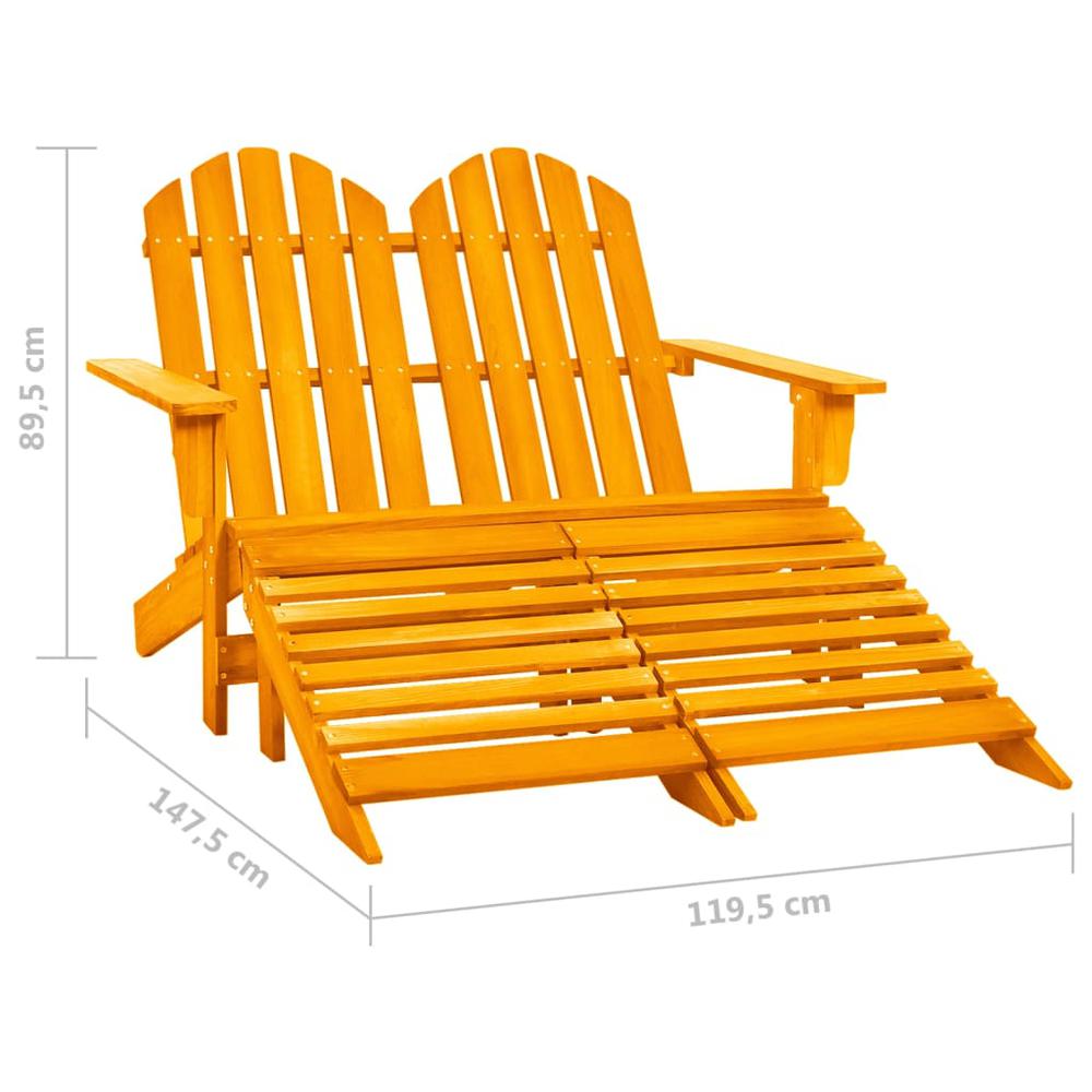 2-Seater Patio Adirondack Chair&Ottoman Fir Wood Orange. Picture 7