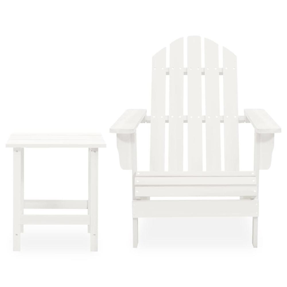 Patio Adirondack Chair with Table Solid Fir Wood White. Picture 1