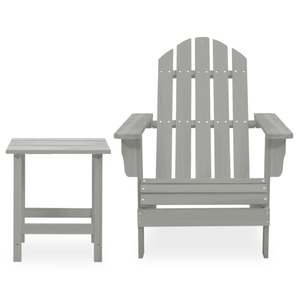 Patio Adirondack Chair with Table Solid Fir Wood Gray. Picture 1