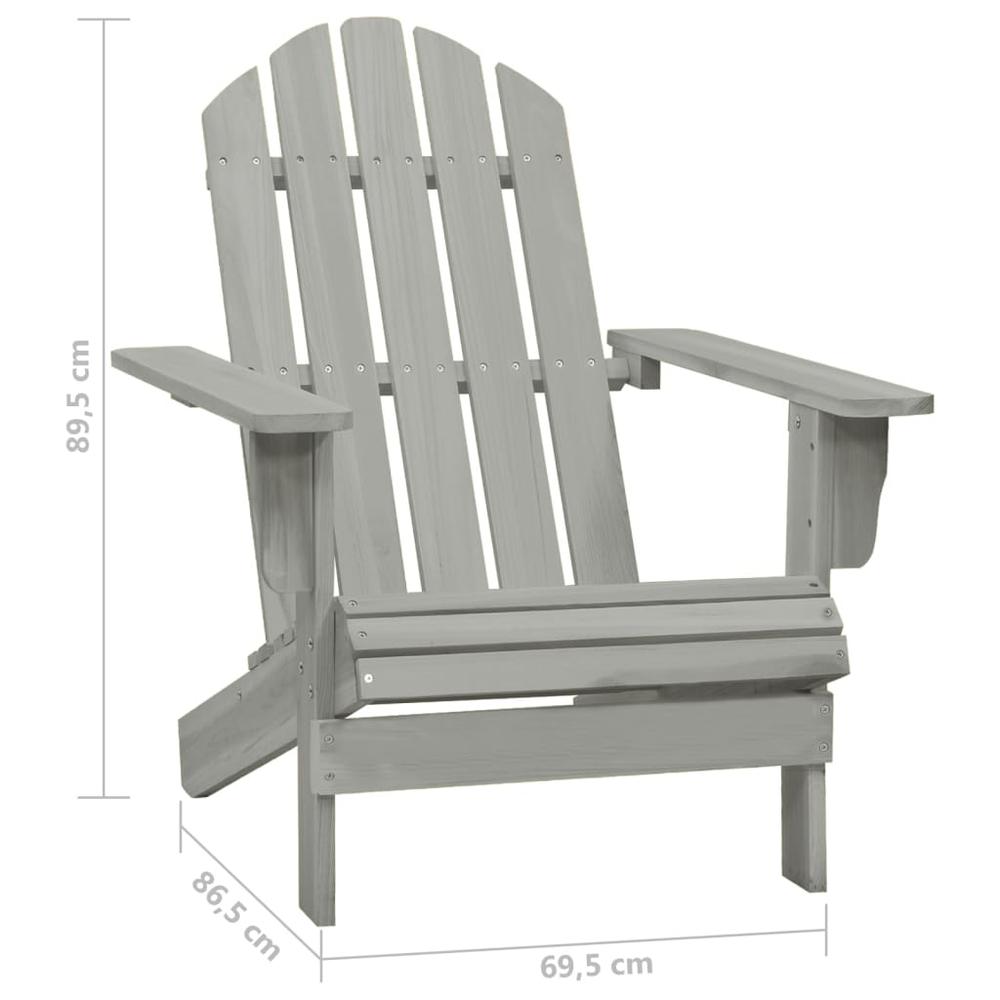 Patio Adirondack Chair with Table Solid Fir Wood Gray. Picture 10