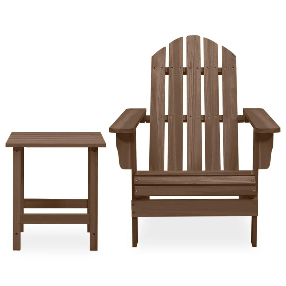 Patio Adirondack Chair with Table Solid Fir Wood Brown. Picture 1