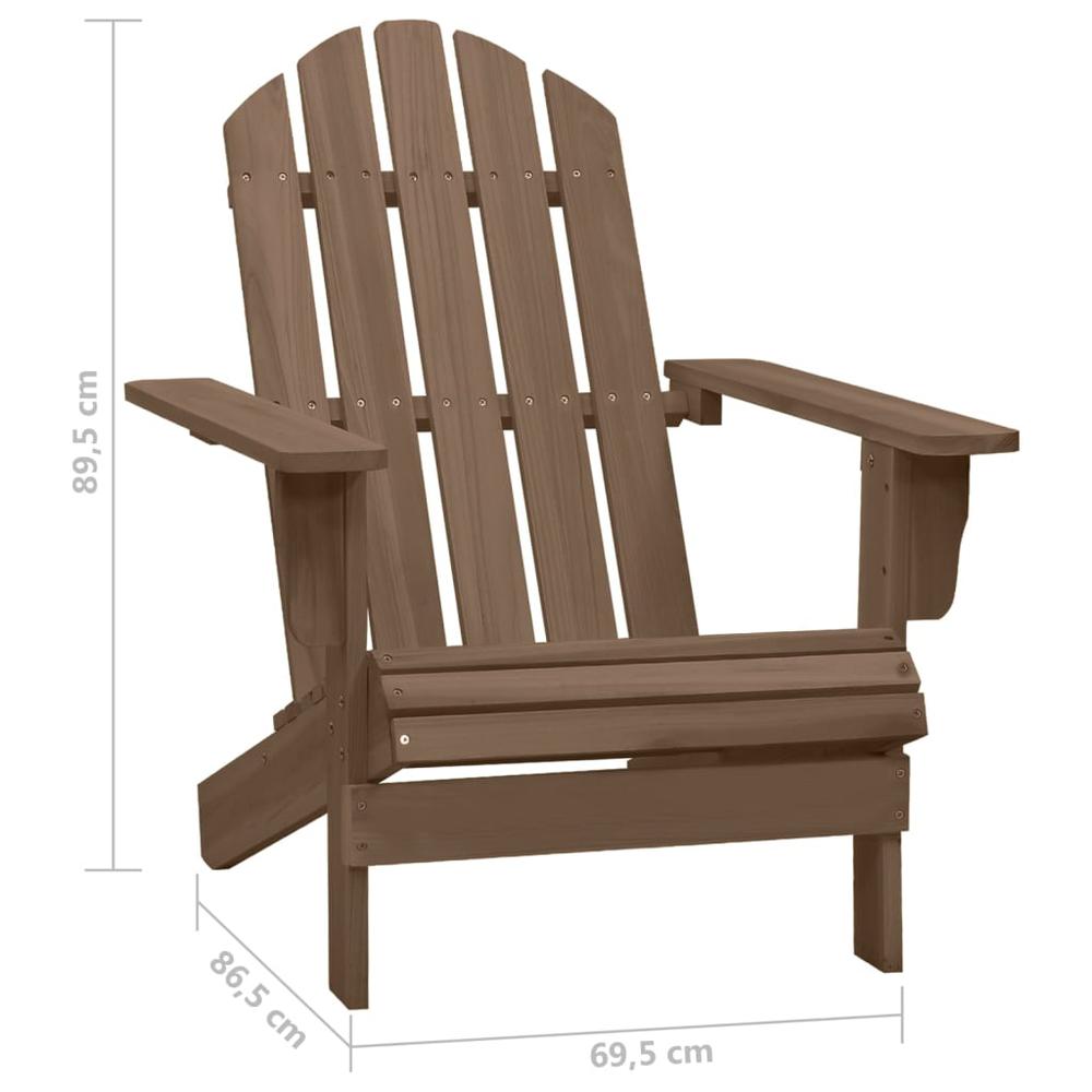 Patio Adirondack Chair with Table Solid Fir Wood Brown. Picture 10