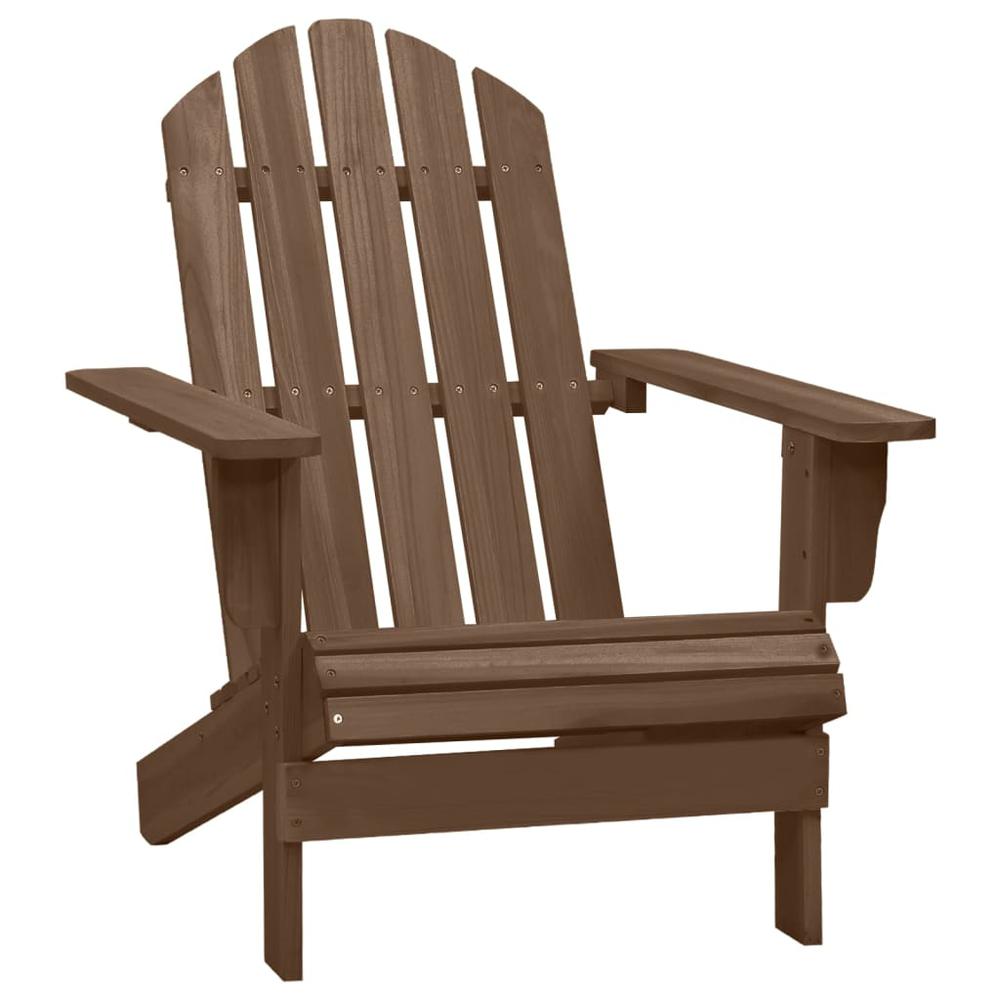 Patio Adirondack Chair with Table Solid Fir Wood Brown. Picture 4