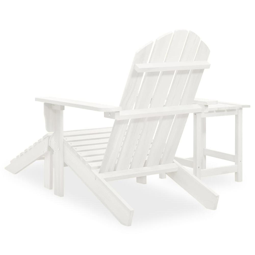 Patio Adirondack Chair with Ottoman&Table Solid Fir Wood White. Picture 3