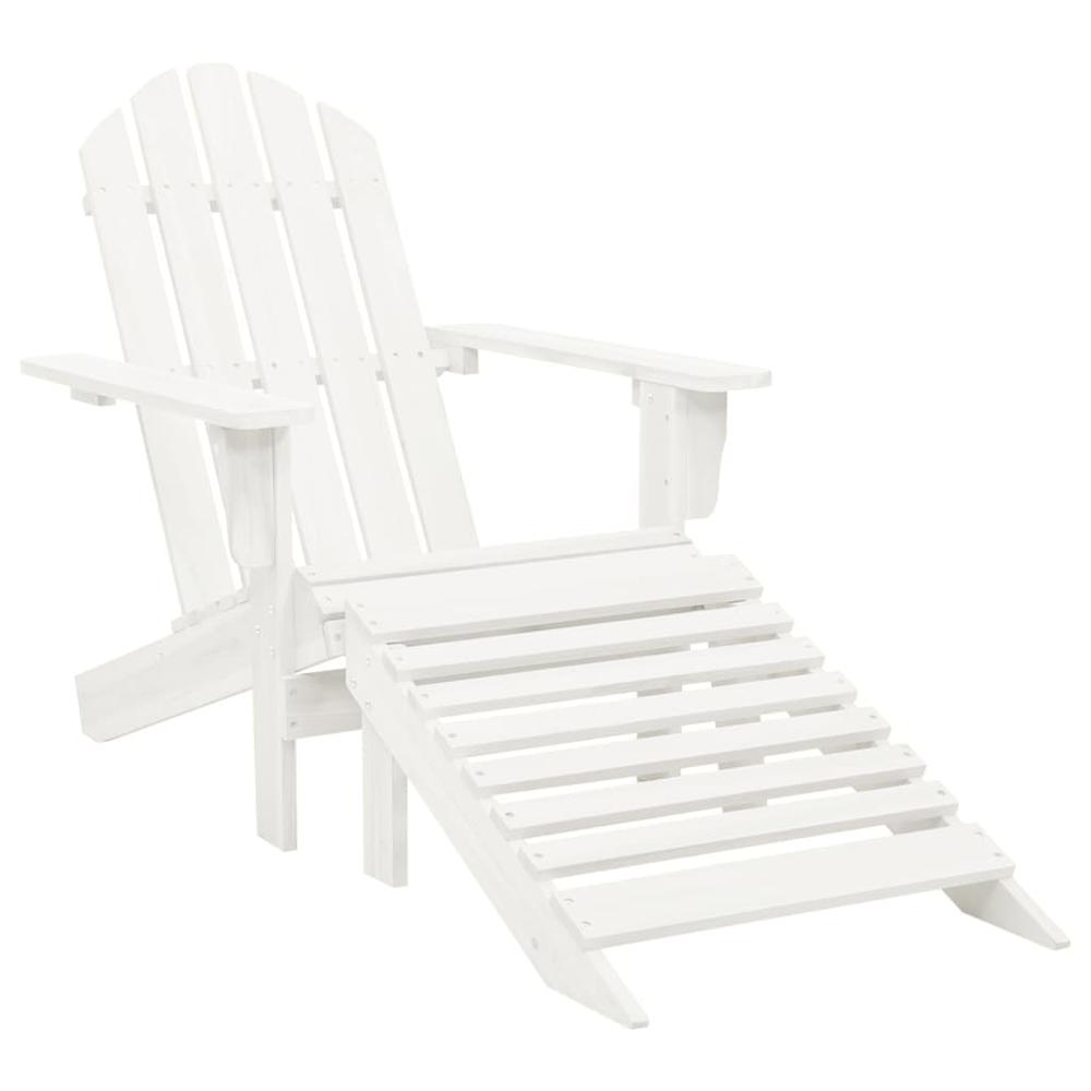 Patio Adirondack Chair with Ottoman&Table Solid Fir Wood White. Picture 4