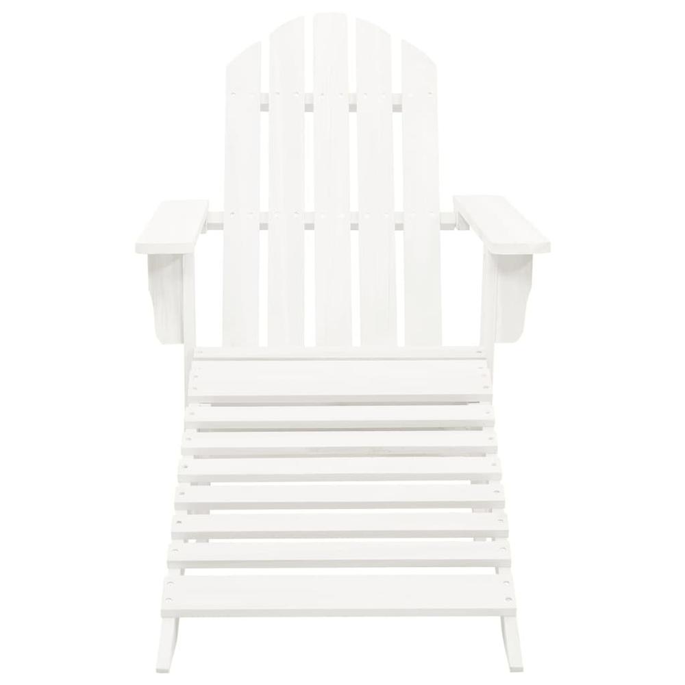 Patio Adirondack Chair with Ottoman&Table Solid Fir Wood White. Picture 5