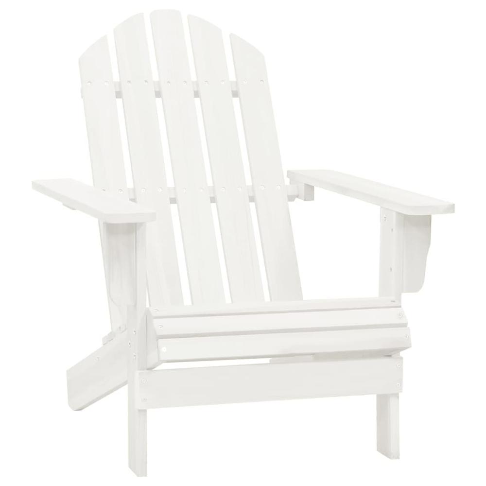 Patio Adirondack Chair with Ottoman&Table Solid Fir Wood White. Picture 7