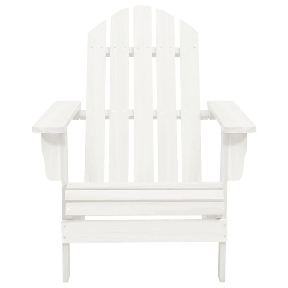 Patio Adirondack Chair with Ottoman&Table Solid Fir Wood White. Picture 8