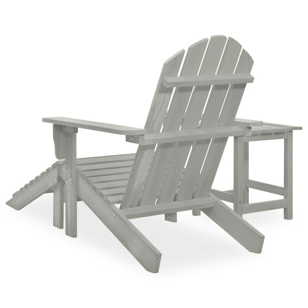 Patio Adirondack Chair with Ottoman&Table Solid Fir Wood Gray. Picture 3