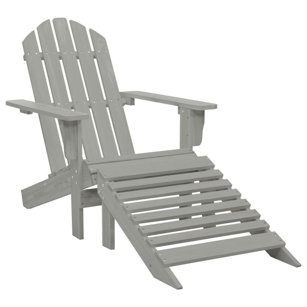 Patio Adirondack Chair with Ottoman&Table Solid Fir Wood Gray. Picture 4