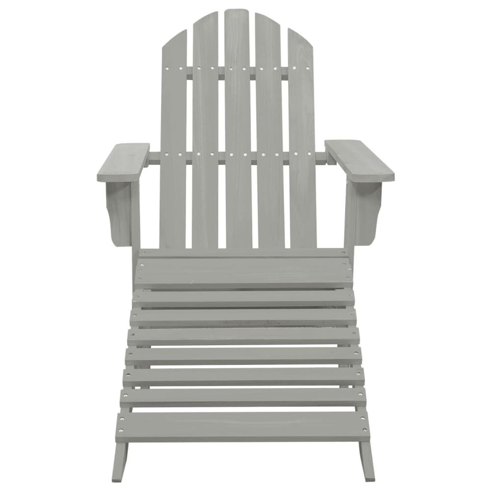 Patio Adirondack Chair with Ottoman&Table Solid Fir Wood Gray. Picture 5