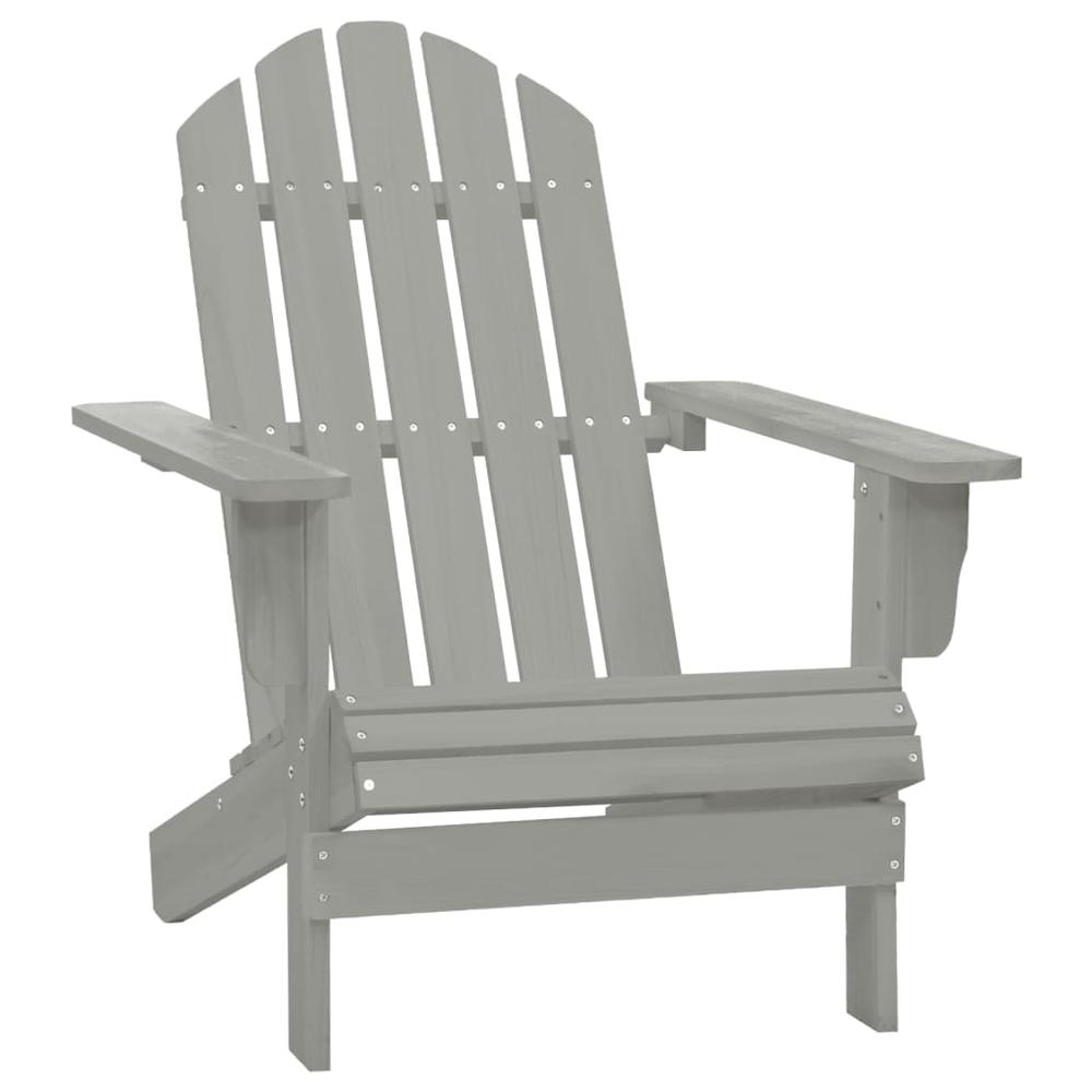 Patio Adirondack Chair with Ottoman&Table Solid Fir Wood Gray. Picture 7