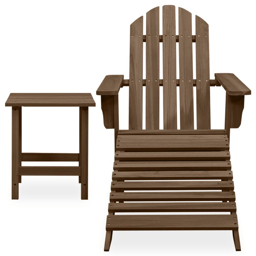 Patio Adirondack Chair with Ottoman&Table Solid Fir Wood Brown. Picture 1