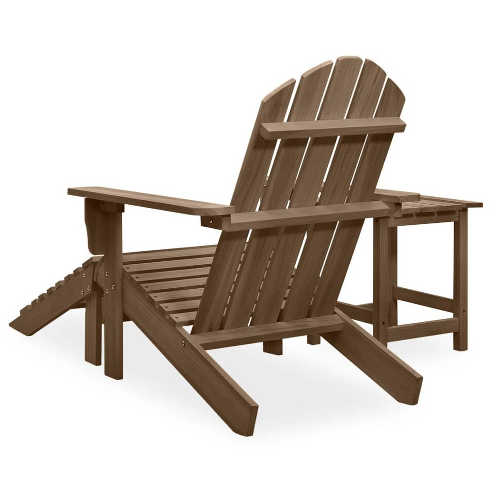 Patio Adirondack Chair with Ottoman&Table Solid Fir Wood Brown. Picture 3