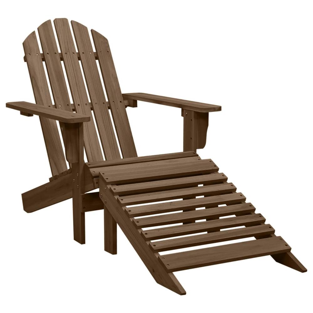 Patio Adirondack Chair with Ottoman&Table Solid Fir Wood Brown. Picture 4
