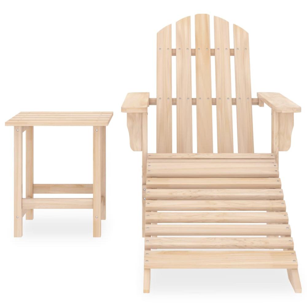 Patio Adirondack Chair with Ottoman and Table Solid Fir Wood. Picture 1