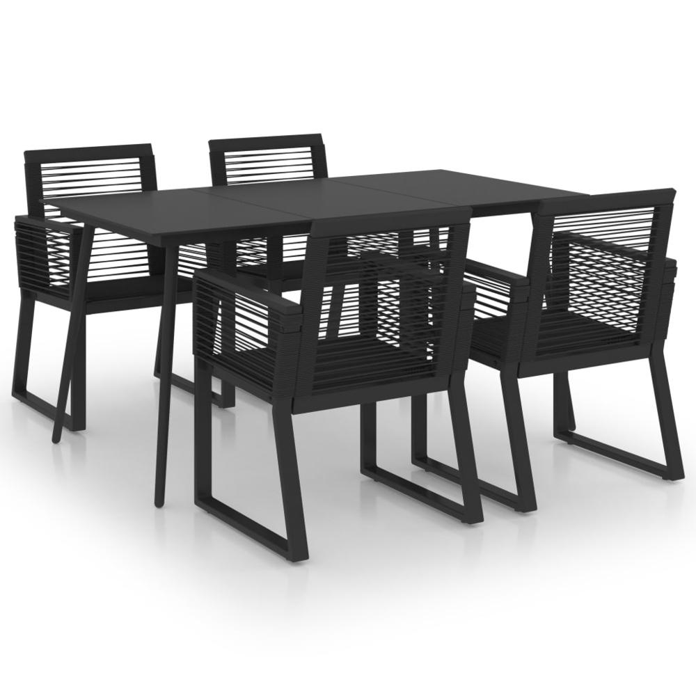 vidaXL 5 Piece Outdoor Dining Set PVC Rattan Black 0215. Picture 1