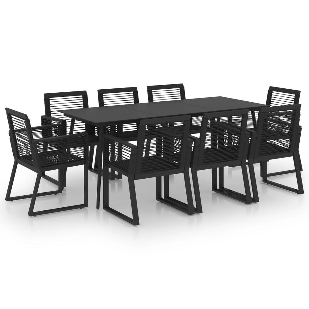 vidaXL 9 Piece Outdoor Dining Set PVC Rattan Black 0218. Picture 1
