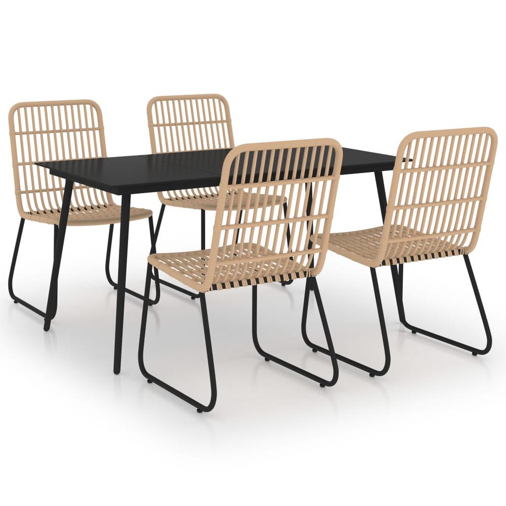 vidaXL 5 Piece Outdoor Dining Set Poly Rattan and Glass 0233. Picture 1