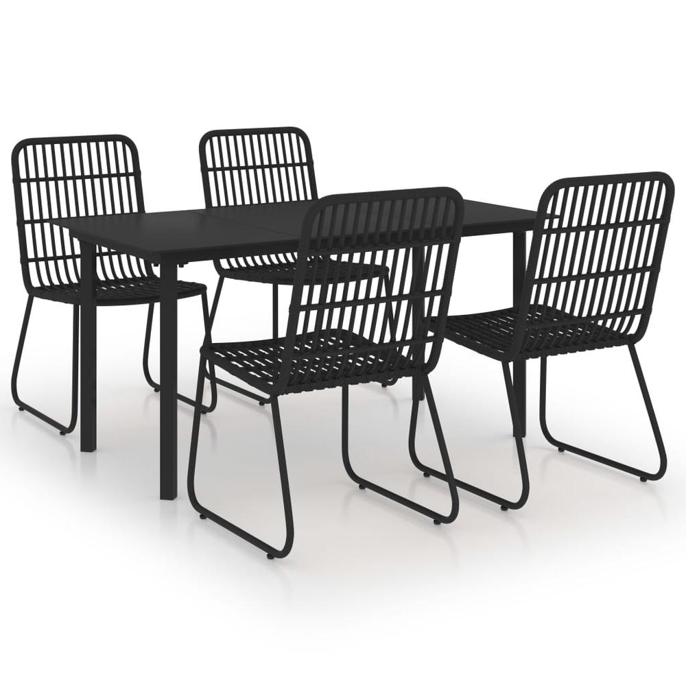 vidaXL 5 Piece Outdoor Dining Set Poly Rattan and Glass 0251. Picture 1