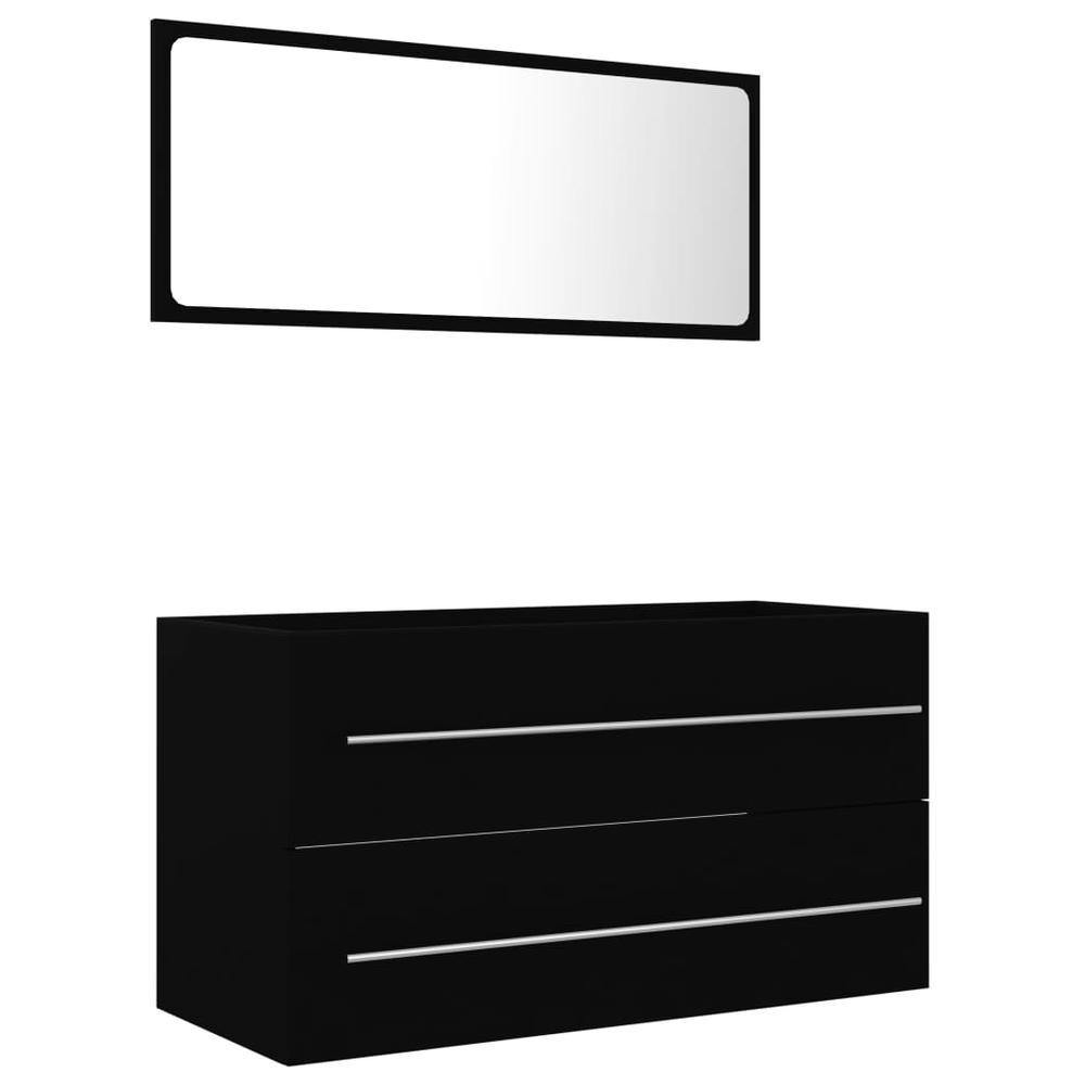 vidaXL 2 Piece Bathroom Furniture Set Black Chipboard 4846. Picture 2