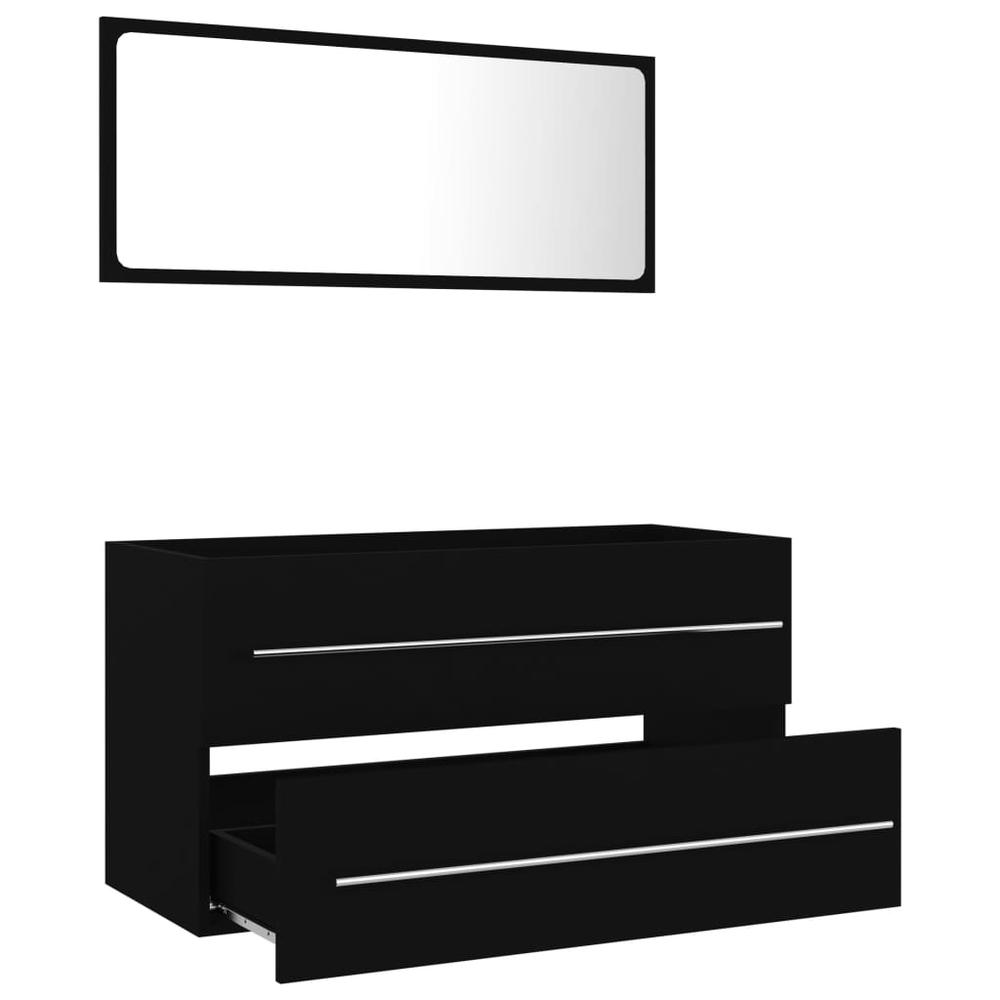 vidaXL 2 Piece Bathroom Furniture Set Black Chipboard 4846. Picture 5