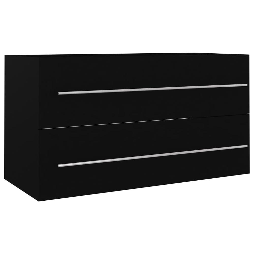 vidaXL 2 Piece Bathroom Furniture Set Black Chipboard 4846. Picture 8