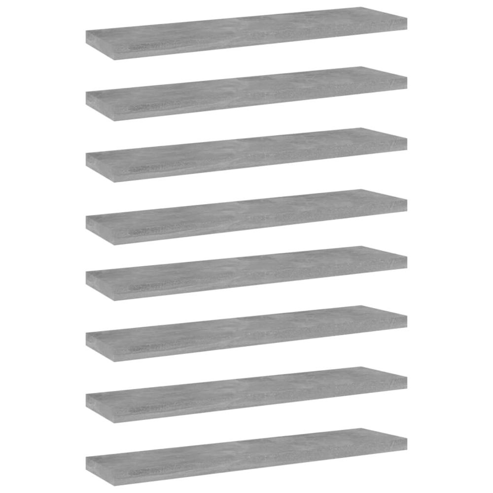 vidaXL Bookshelf Boards 8 pcs Concrete Gray 15.7"x3.9"x0.6" Chipboard, 805131. Picture 1