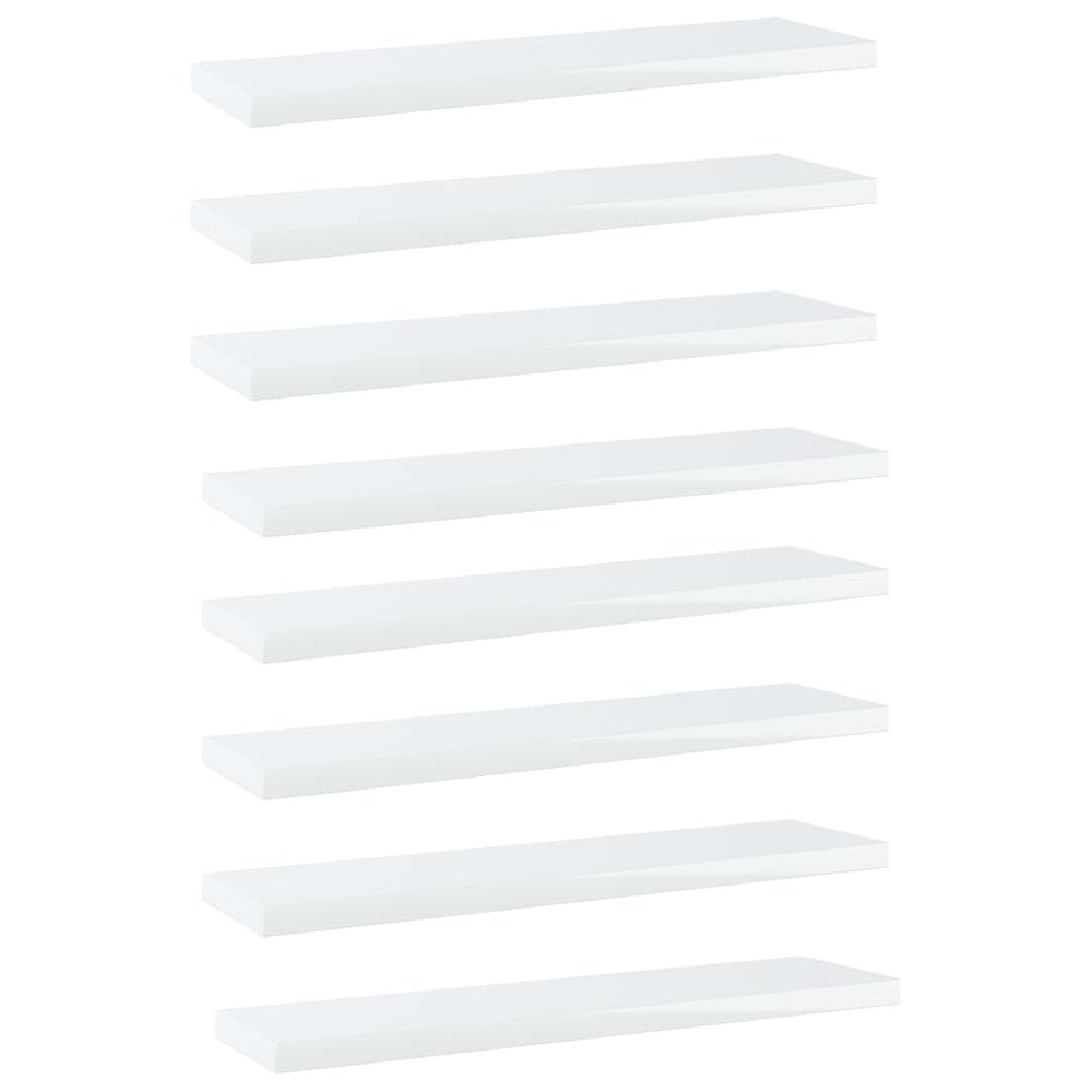 vidaXL Bookshelf Boards 8 pcs High Gloss White 15.7"x3.9"x0.6" Chipboard, 805133. Picture 1