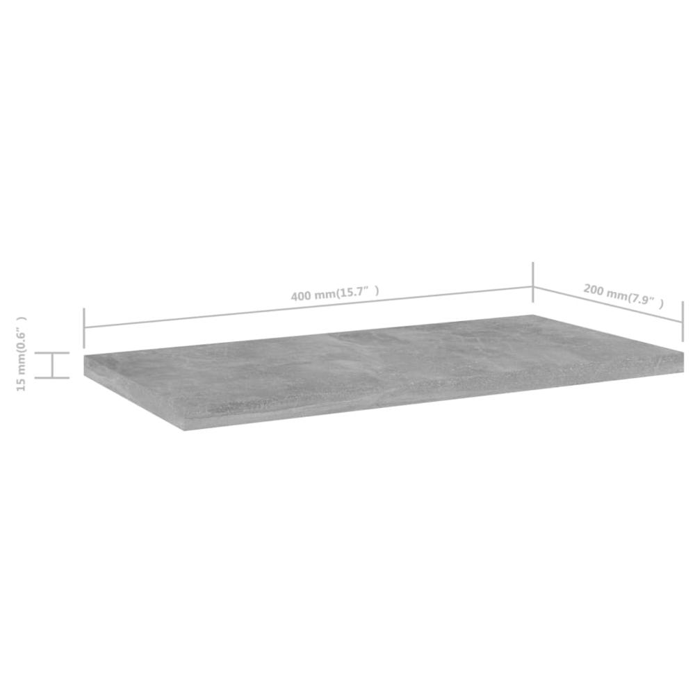 vidaXL Bookshelf Boards 4 pcs Concrete Gray 15.7"x7.9"x0.6" Chipboard, 805146. Picture 5