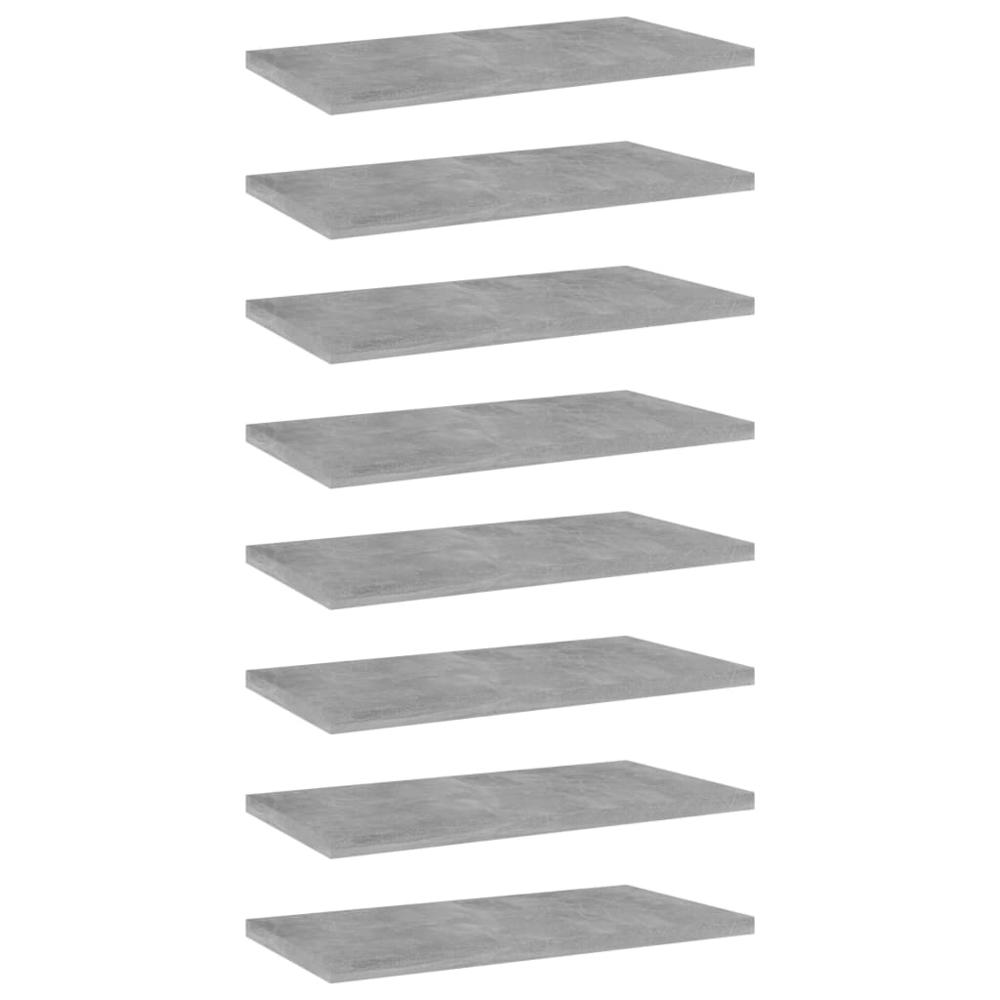 vidaXL Bookshelf Boards 8 pcs Concrete Gray 15.7"x7.9"x0.6" Chipboard, 805147. Picture 1