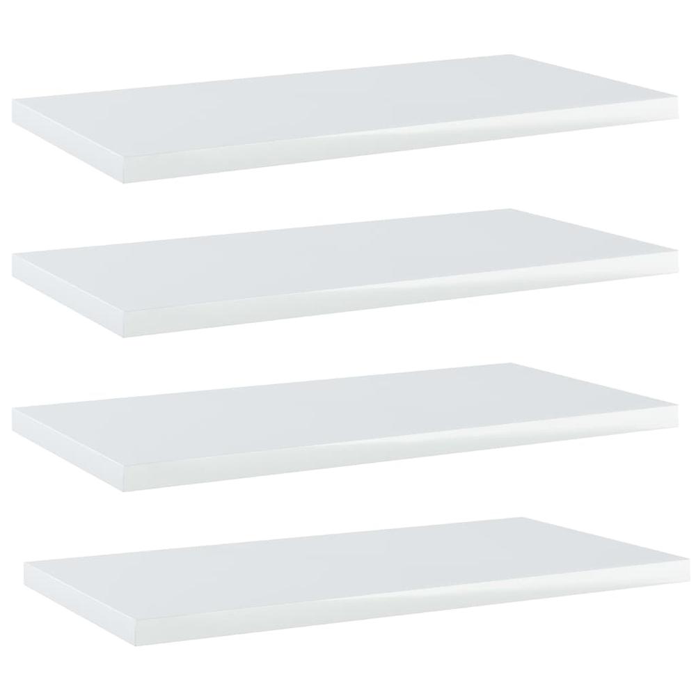 vidaXL Bookshelf Boards 4 pcs High Gloss White 15.7"x7.9"x0.6" Chipboard, 805148. Picture 1
