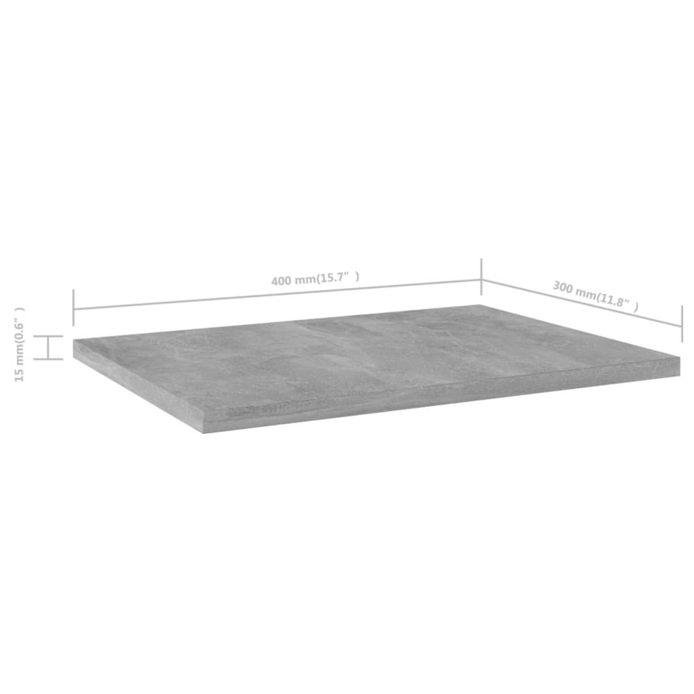 vidaXL Bookshelf Boards 4 pcs Concrete Gray 15.7"x11.8"x0.6" Chipboard, 805162. Picture 5