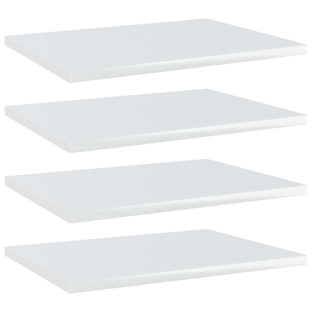 vidaXL Bookshelf Boards 4 pcs High Gloss White 15.7"x11.8"x0.6" Chipboard, 805164. Picture 1