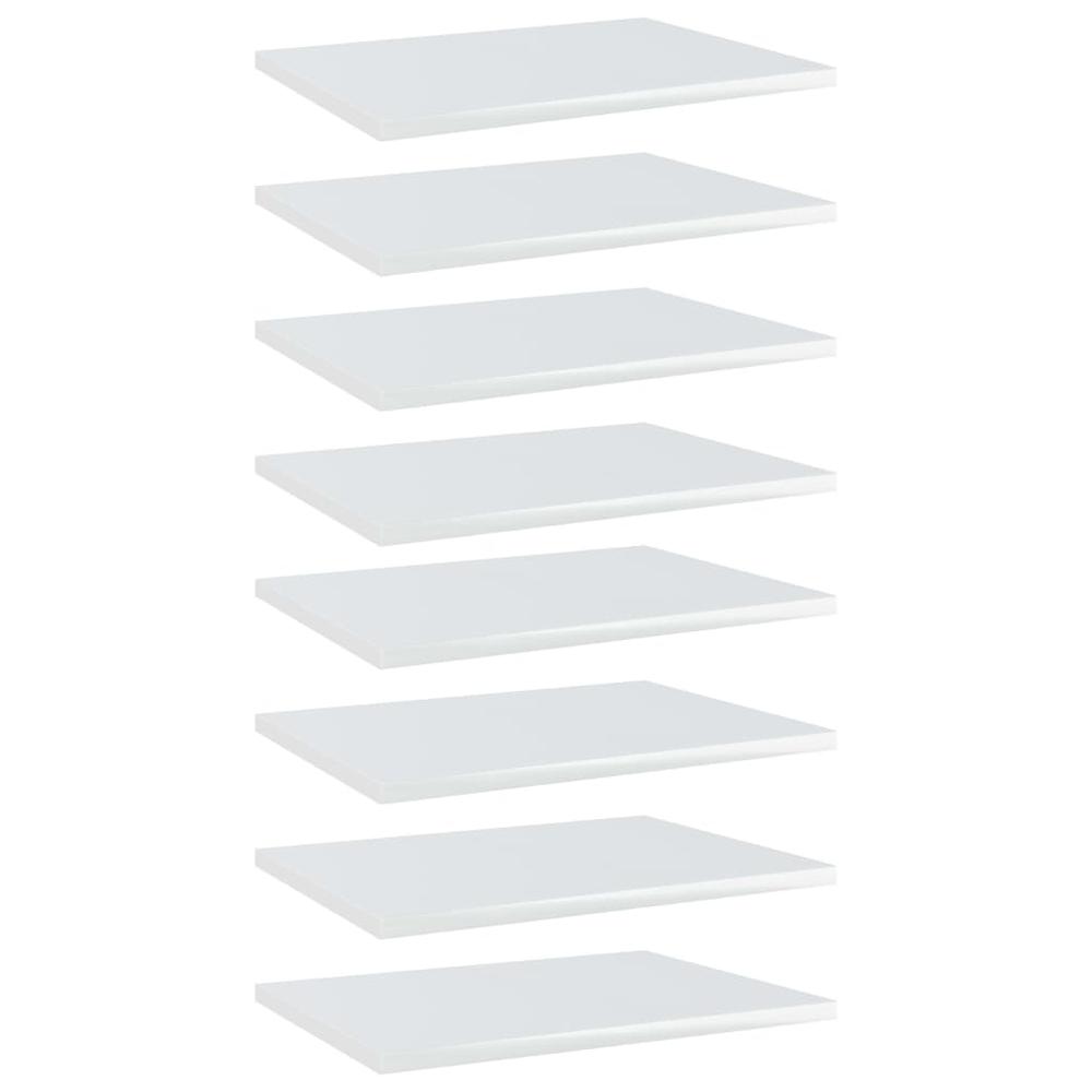vidaXL Bookshelf Boards 8 pcs High Gloss White 15.7"x11.8"x0.6" Chipboard, 805165. Picture 1