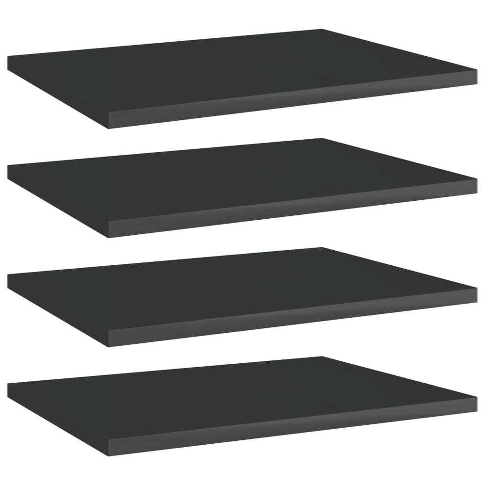 vidaXL Bookshelf Boards 4 pcs High Gloss Black 15.7"x11.8"x0.6" Chipboard, 805166. Picture 1