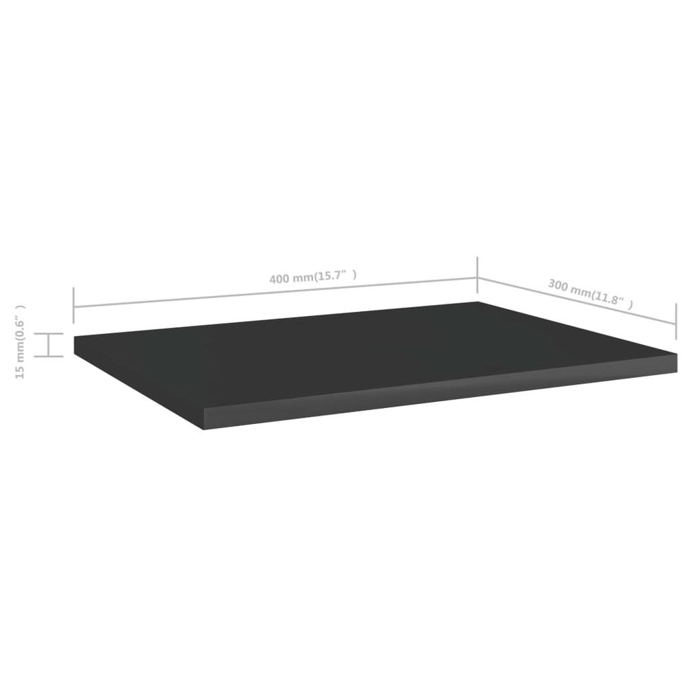 vidaXL Bookshelf Boards 4 pcs High Gloss Black 15.7"x11.8"x0.6" Chipboard, 805166. Picture 5