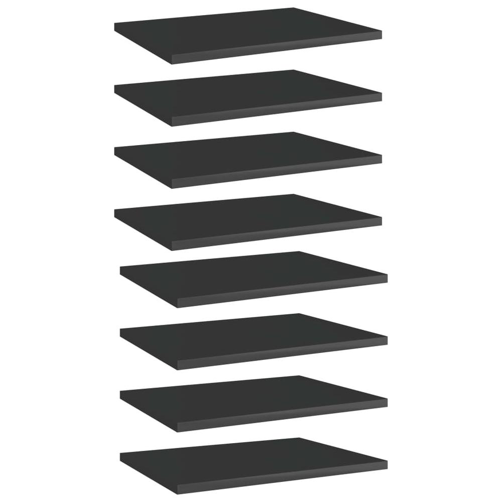 vidaXL Bookshelf Boards 8 pcs High Gloss Black 15.7"x11.8"x0.6" Chipboard 5167. Picture 1