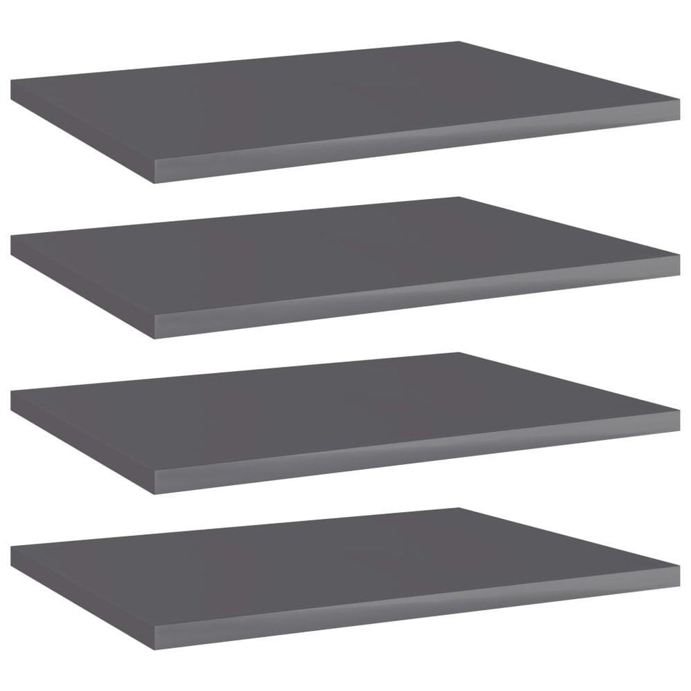 vidaXL Bookshelf Boards 4 pcs High Gloss Gray 15.7"x11.8"x0.6" Chipboard, 805168. Picture 1