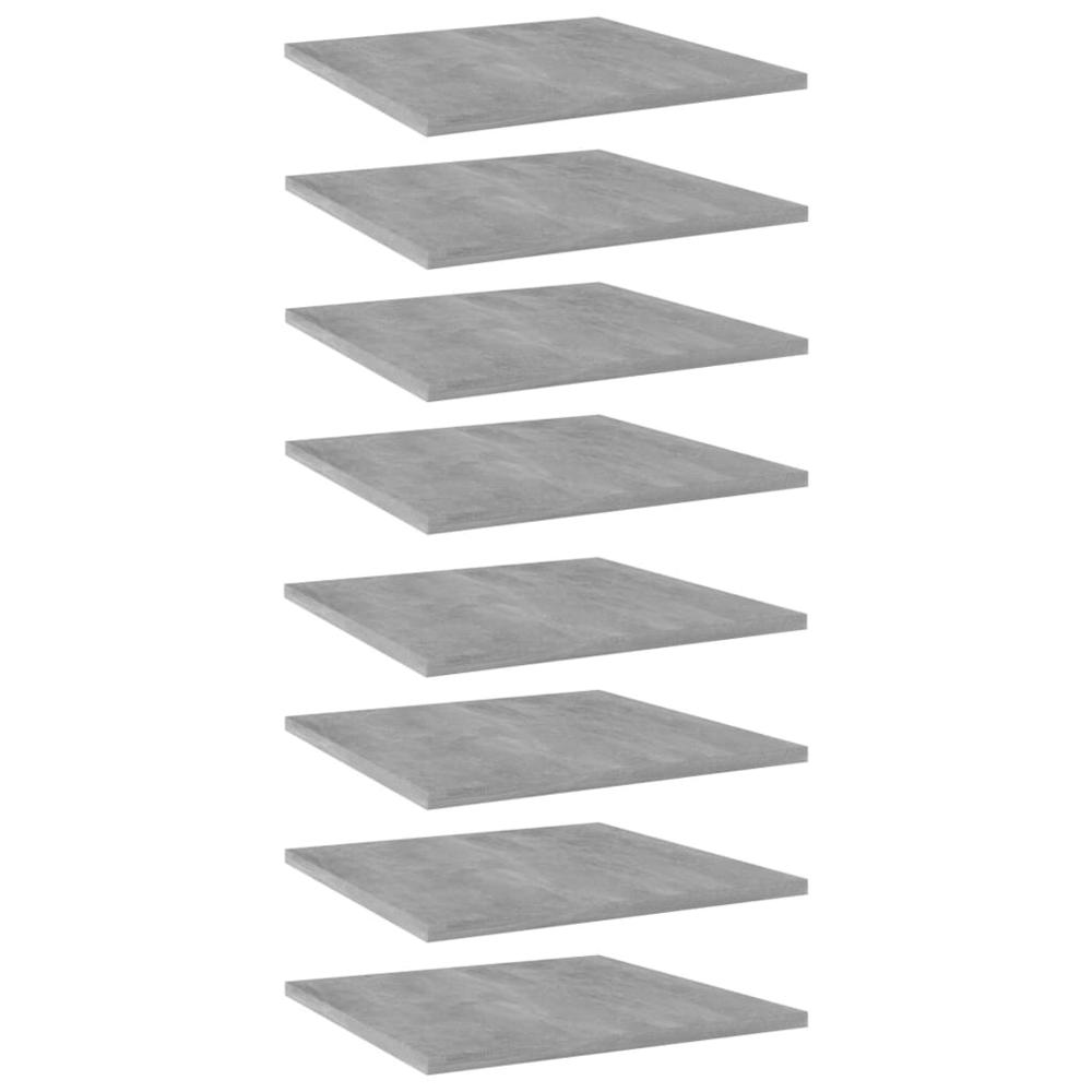 vidaXL Bookshelf Boards 8 pcs Concrete Gray 15.7"x15.7"x0.6" Chipboard, 805179. Picture 1
