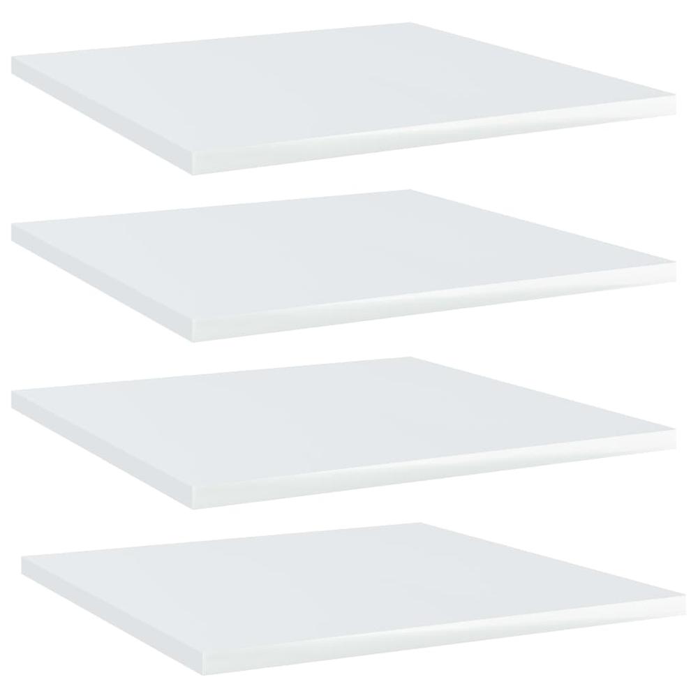vidaXL Bookshelf Boards 4 pcs High Gloss White 15.7"x15.7"x0.6" Chipboard, 805180. Picture 1