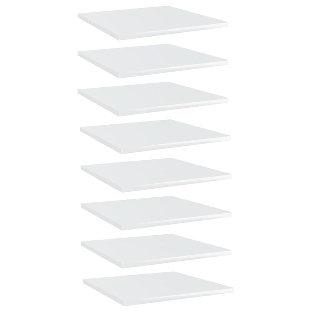 vidaXL Bookshelf Boards 8 pcs High Gloss White 15.7"x15.7"x0.6" Chipboard, 805181. Picture 1