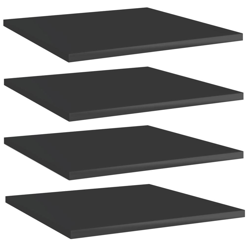 vidaXL Bookshelf Boards 4 pcs High Gloss Black 15.7"x15.7"x0.6" Chipboard, 805182. Picture 1