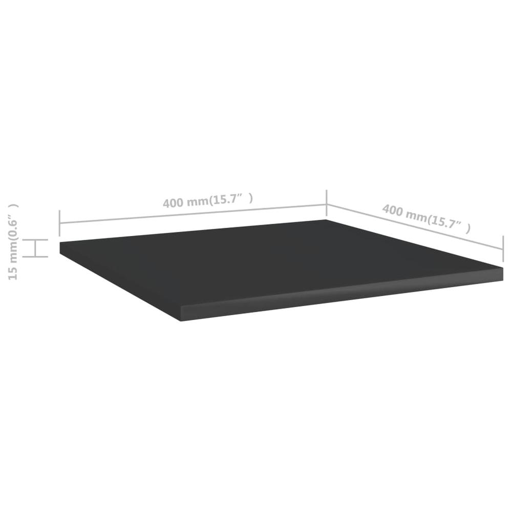 vidaXL Bookshelf Boards 4 pcs High Gloss Black 15.7"x15.7"x0.6" Chipboard, 805182. Picture 5
