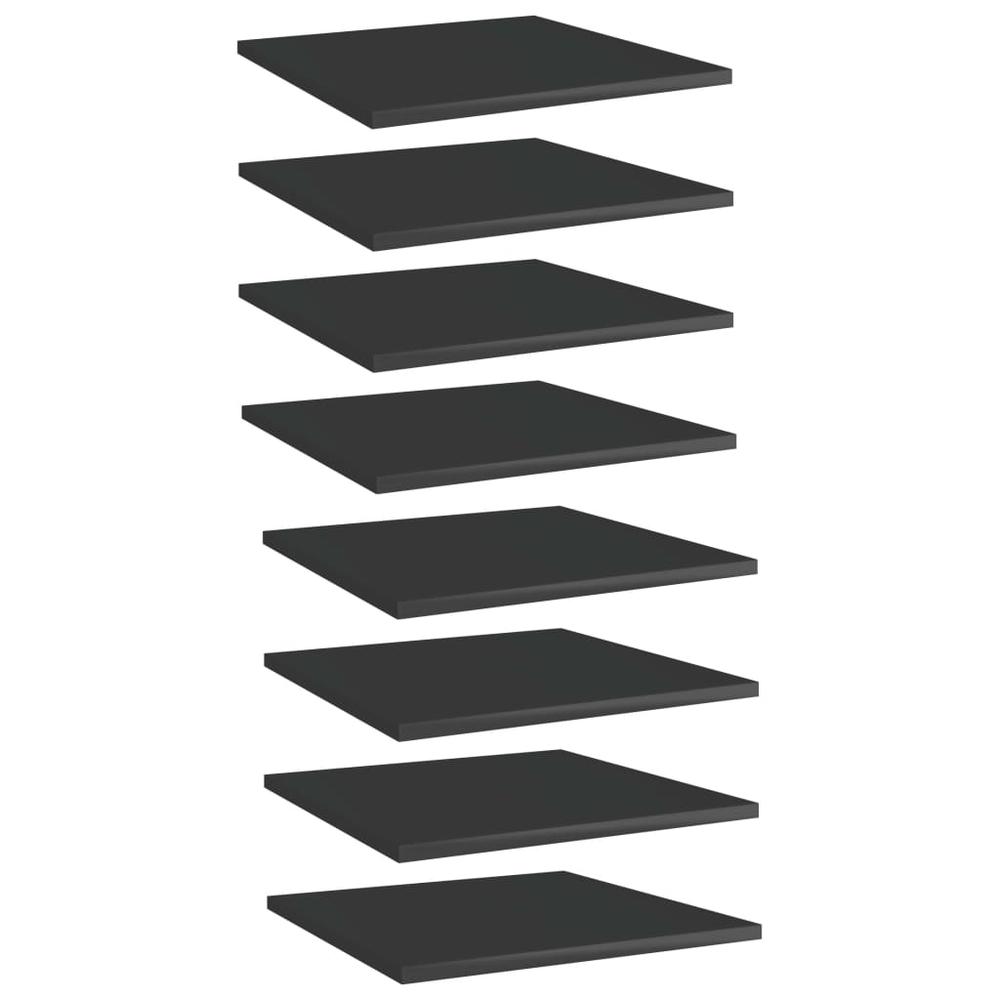 vidaXL Bookshelf Boards 8 pcs High Gloss Black 15.7"x15.7"x0.6" Chipboard, 805183. Picture 1